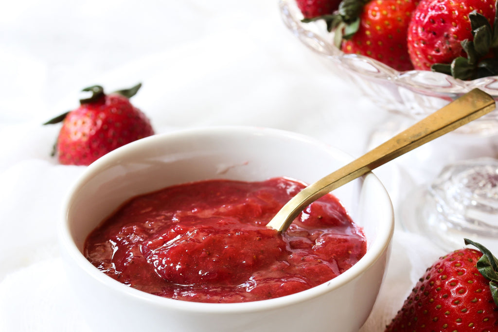 Compote de fraises au thé vert et au miel