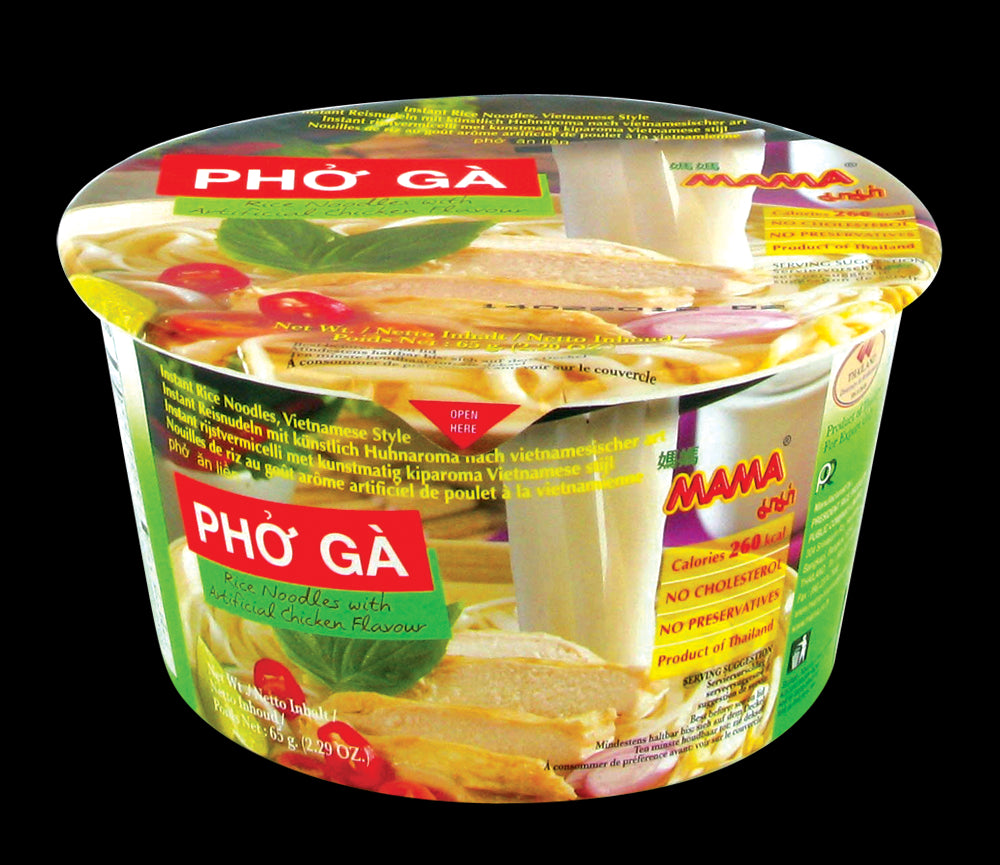 Soupe Pho, pâtes de riz au Poulet en bol de 65g Mama - Asiamarché france