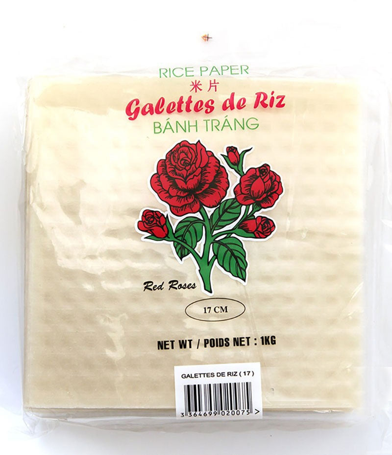 Galettes, Feuilles de riz carré 17 cm 1kg Red Roses - Asiamarché france