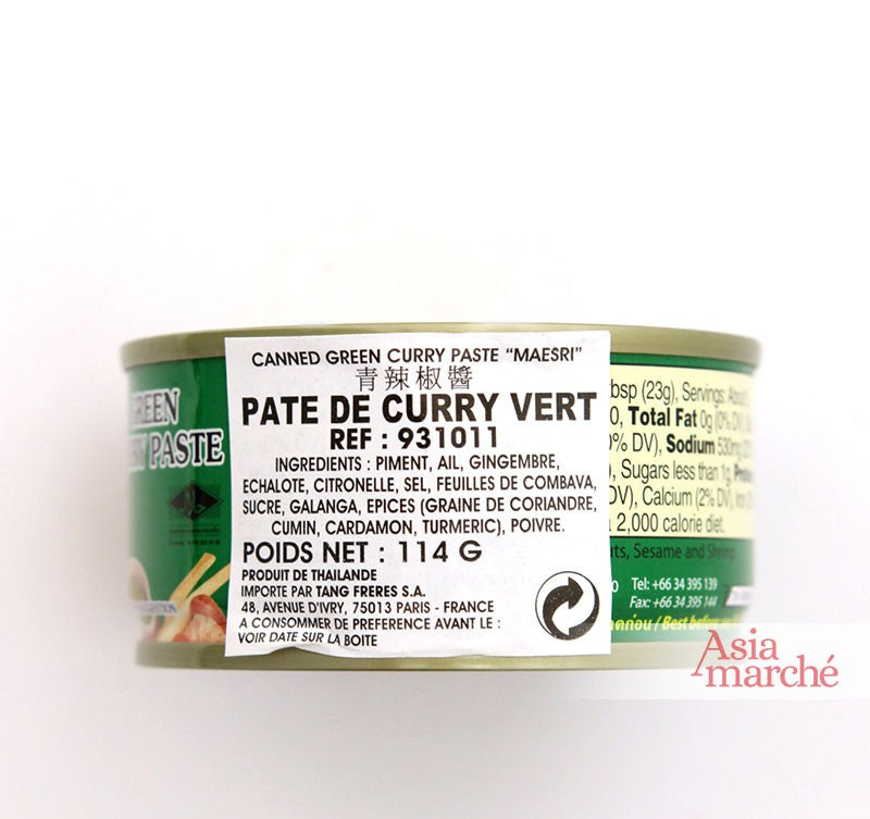 Pâte de curry vert 114g Maesri - Asiamarché france