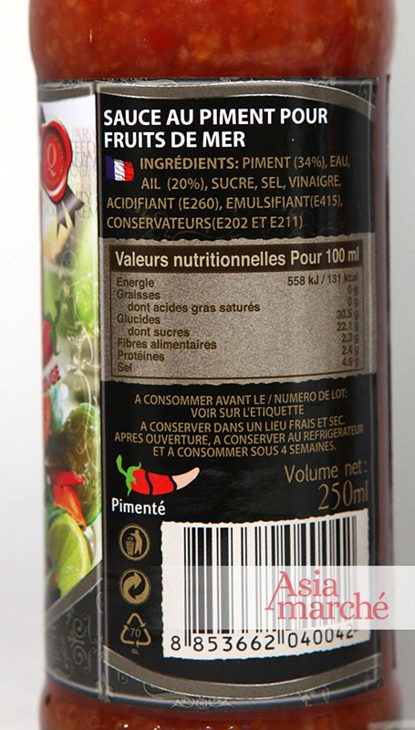 Sauce aux piments pour fruits de mer 250ml EF - Asiamarché france