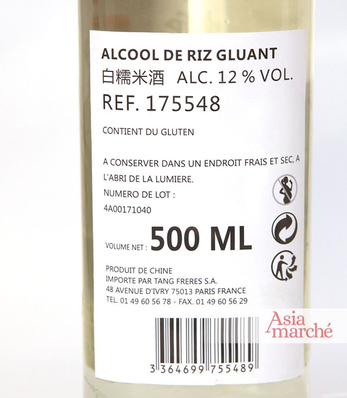 Alcool de riz gluant 500ml (12°) - Asiamarché france