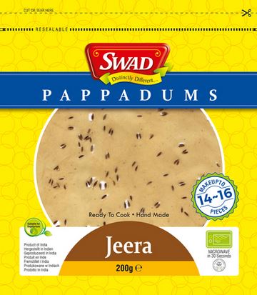 Pappadums Jeera 小茴香 200G Swad